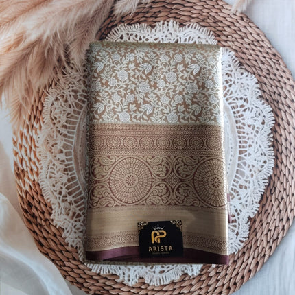Semi Kanchipuram Tissue Silk Saree Premium Gold Brown