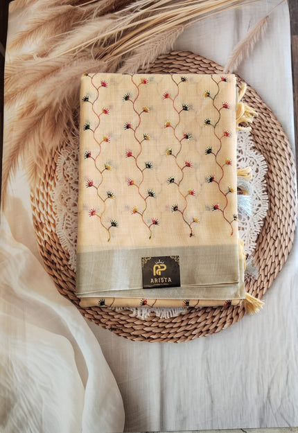 Linen Embroidery Sarees