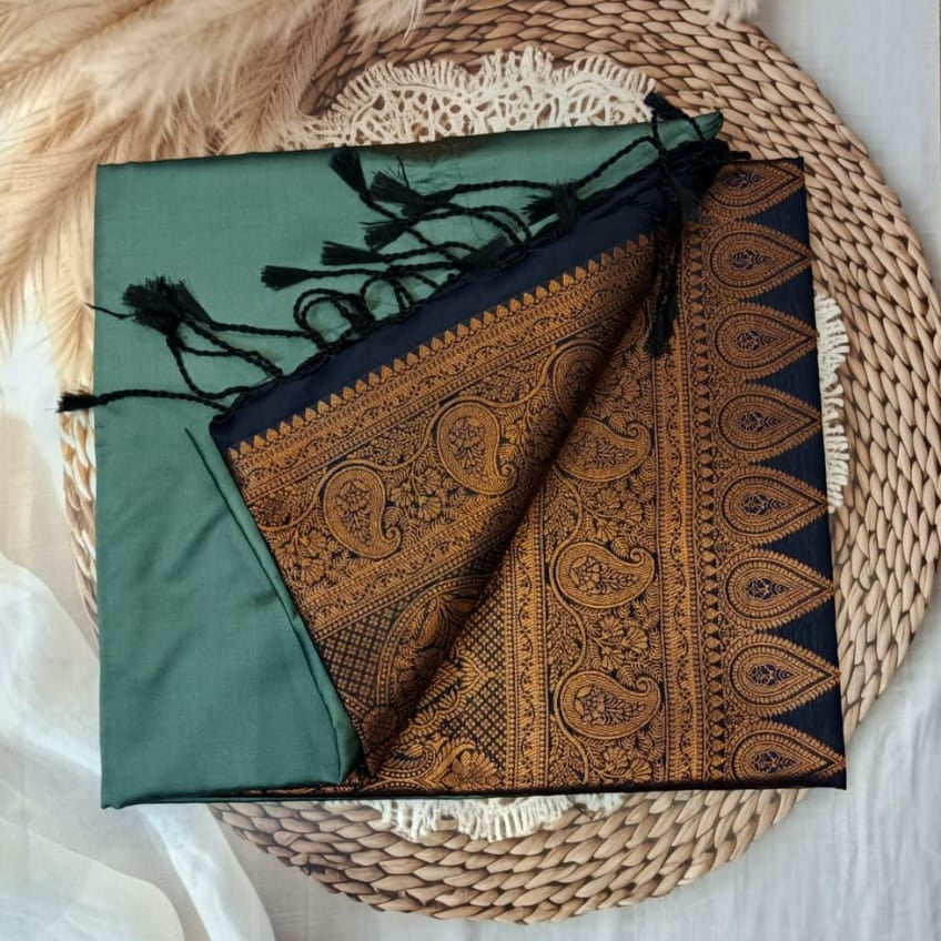 Semi kanchi Soft Silk Saree TEAL