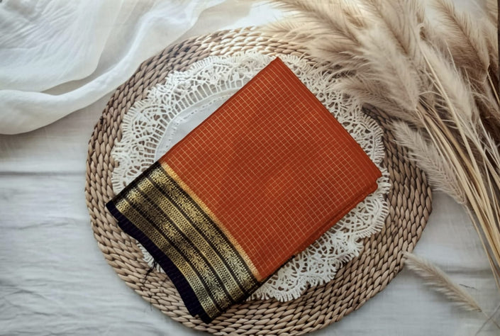 Semi Crepe Silk Saree (Small Checks)