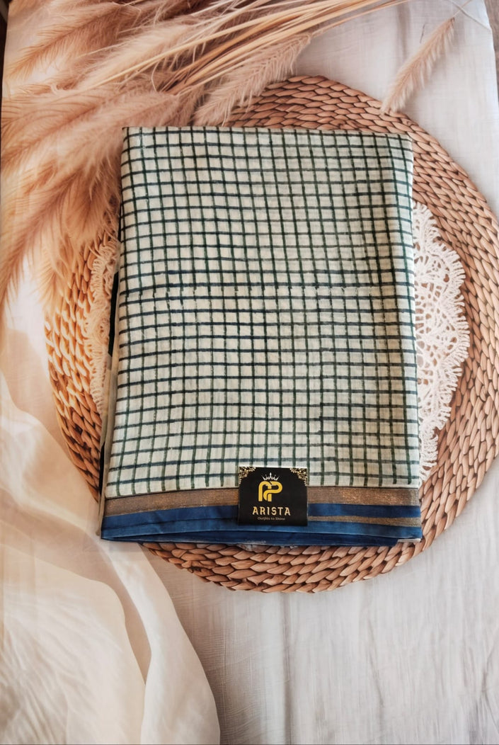 Off White Pure Chanderi Silk Saree