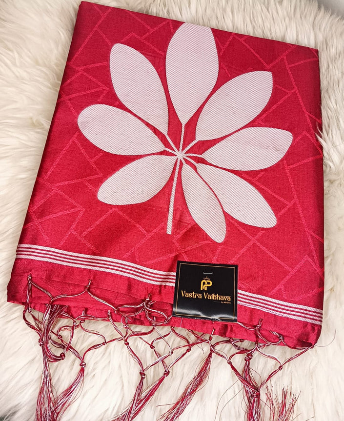 Semi Chanderi Saree- Crimson Red
