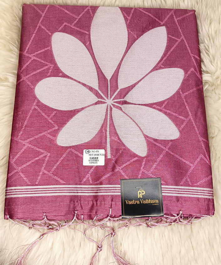 Semi Chanderi Saree- Rose Pink