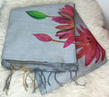 Chanderi Digital Saree- Steel Grey