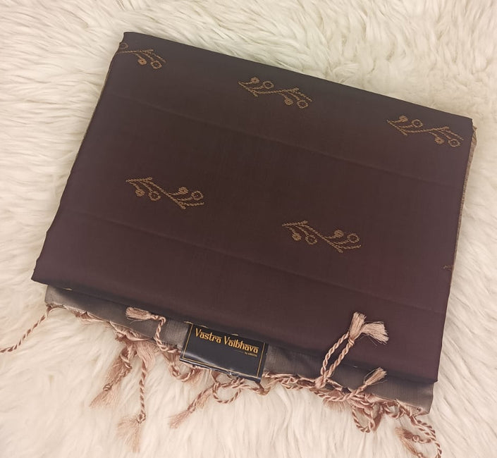 Pure Soft Silk Saree- Chocolate Brown