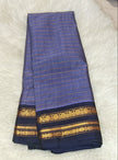 Pure Gadwal Checks Saree-  Steel Blue