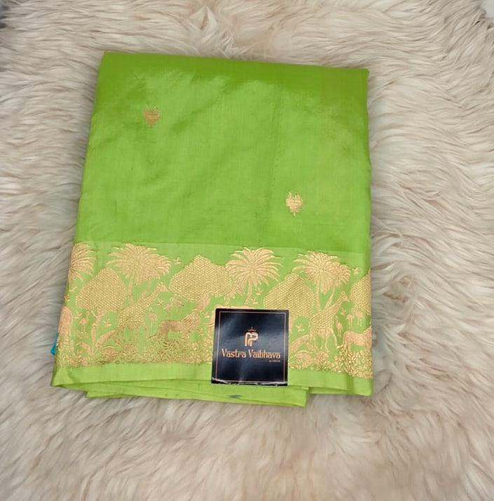 Pure Raw Mango Silk Saree - Green