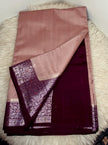 Pure Chiniya Silk Saree - ONION PINK & BROWN