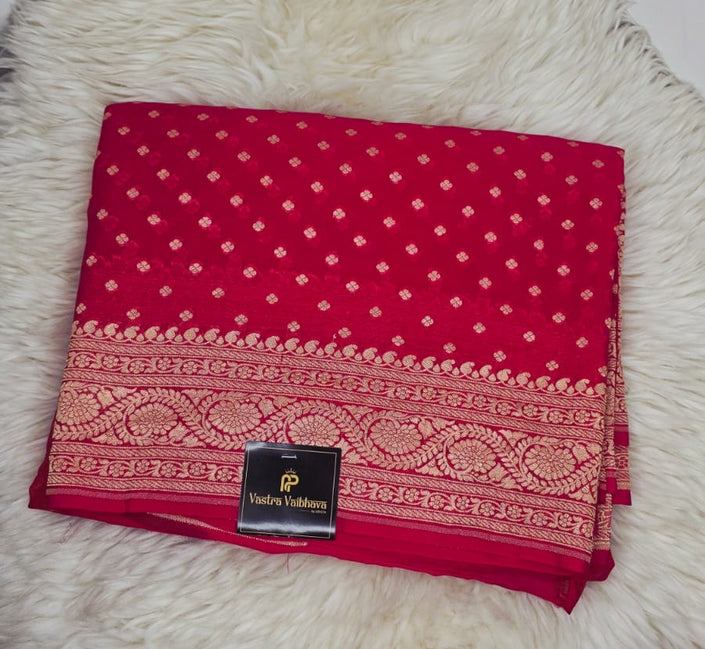 PURE KHADDI GEORGETTE SILK SAREE