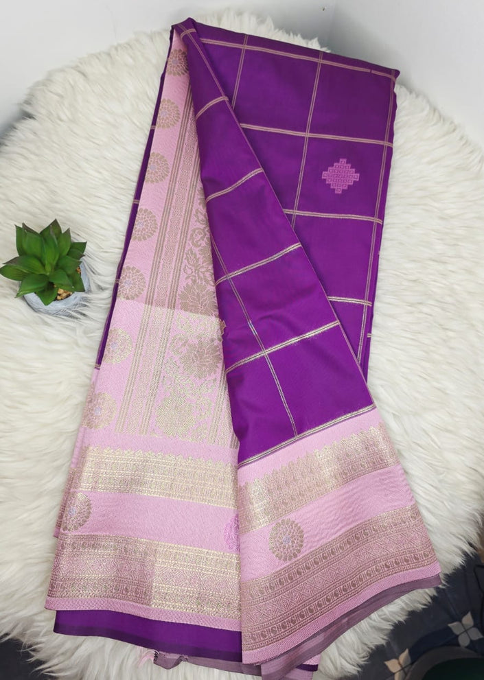 Semi Crepe Premium Quality Vintage Style Saree - ROYAL PURPLE