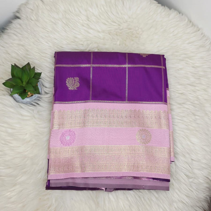 Semi Crepe Premium Quality Vintage Style Saree - ROYAL PURPLE