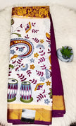 Semi Crepe Silk Saree – Half Digital Print & Half Plain