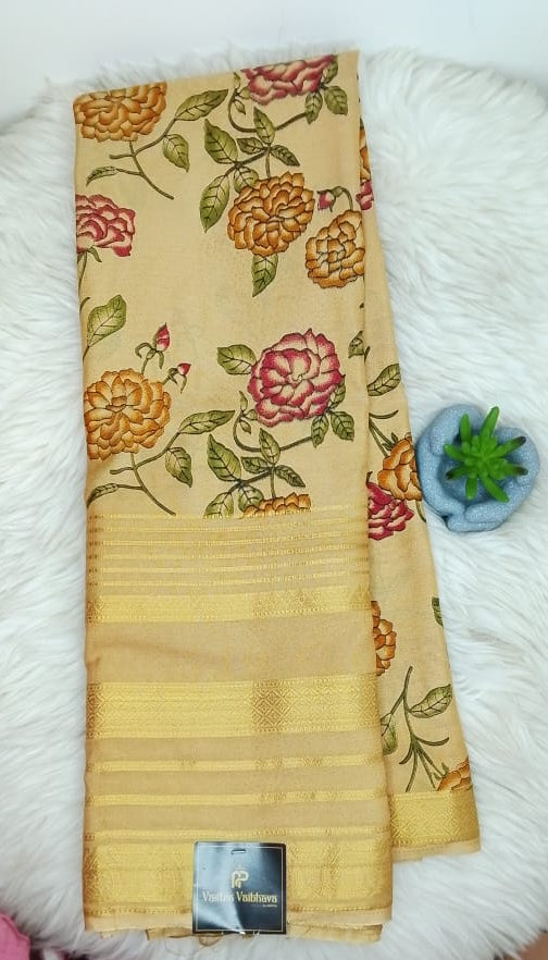 Semi Crepe Silk Saree - Kalamkari Digital print