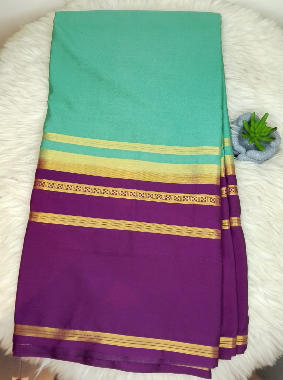 SEMI CREPE SILK SAREE - 4LINE BOARDER