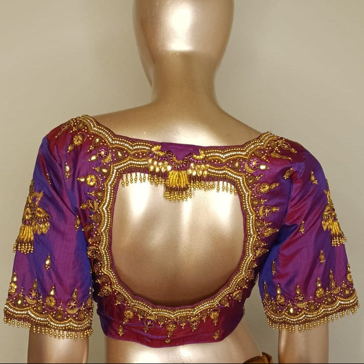 Hand Work Silk Blouse-AUOB