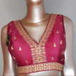 Raw Silk Thread Work V-Neck Blouse