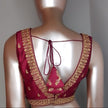Raw Silk Thread Work V-Neck Blouse