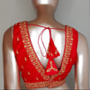 Raw Silk Thread Work V-Neck Blouse