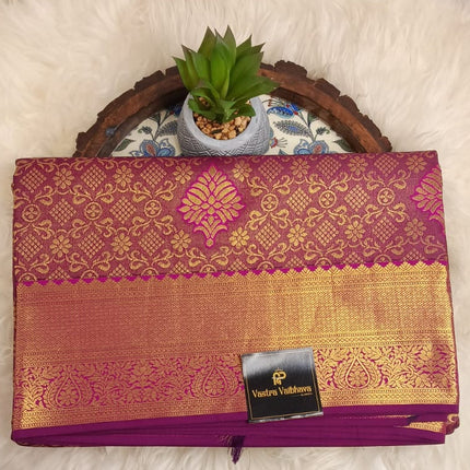 Pure Kanchipuram Brocade Silk Saree – Royal Wine Purple