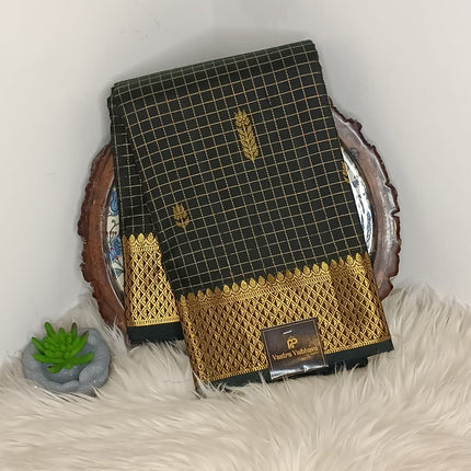 Pure Kanchipuram Silk Saree-Checks