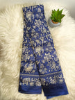Royal Blue Traditional Print Banana Stem Saree – Matchbox Size Folding (No Blouse)