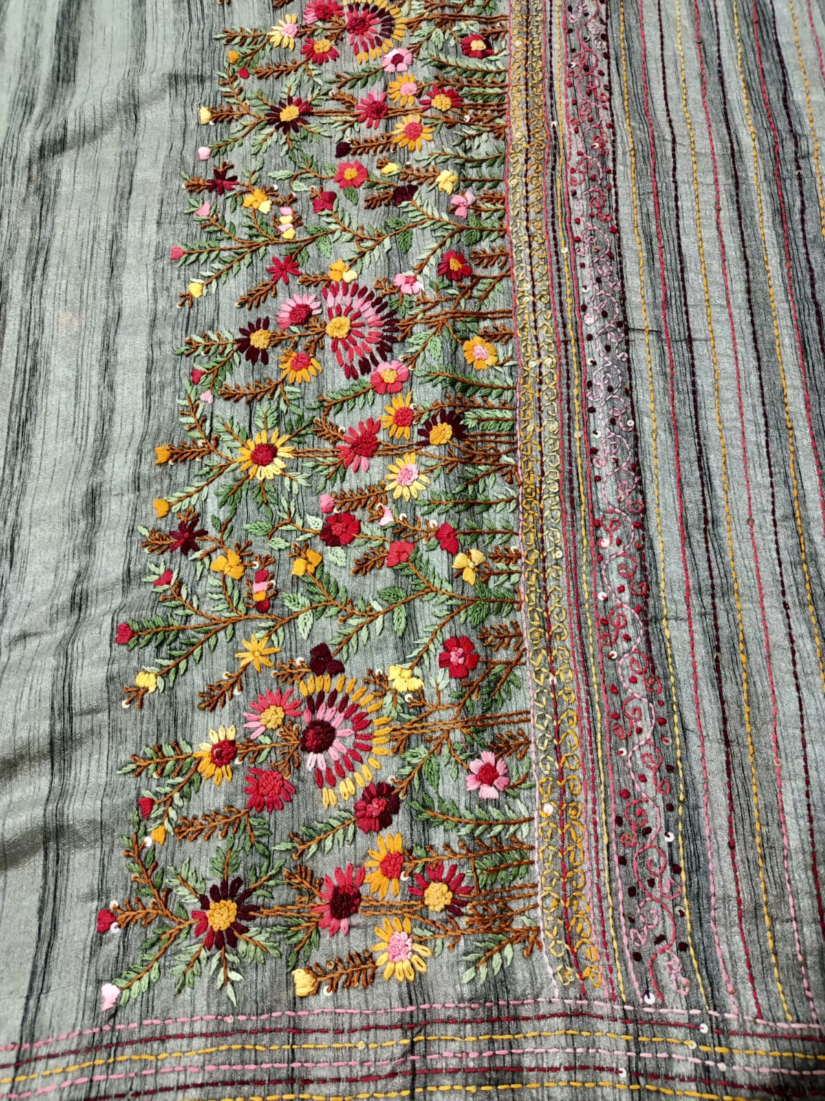 Pure Tussar Katta Work Saree