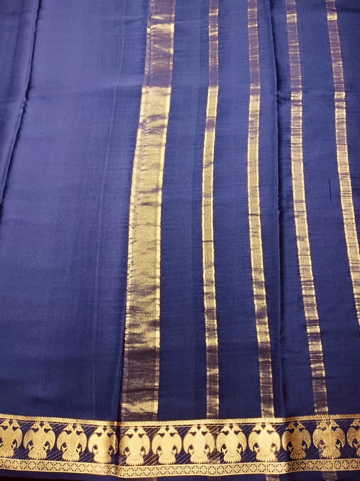 Pure Mysore Crepe Silk Gandaberunda border Saree -120Gsm