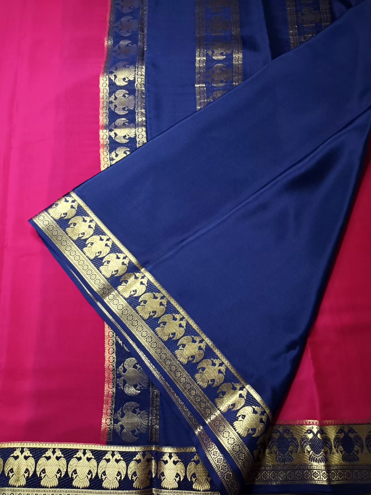 Pure Crepe Mysore Silk Gandaberunda Saree – 120 GSM