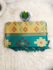 Soft Silk Pochampally Ikat Saree with Contrast Pallu & Tassels