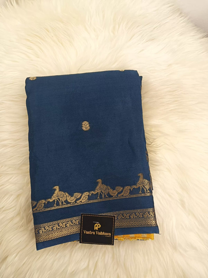 Crepe Silk Peacock Zari Border