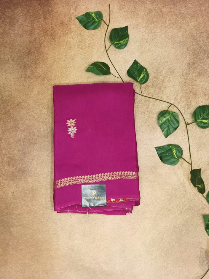 Elegant Viscose Saree with Zari Buttas & Minimal Border