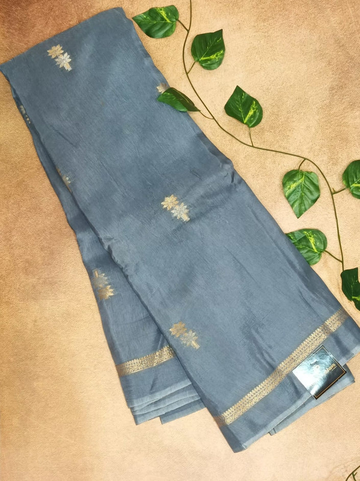 Elegant Viscose Saree with Zari Buttas & Minimal Border