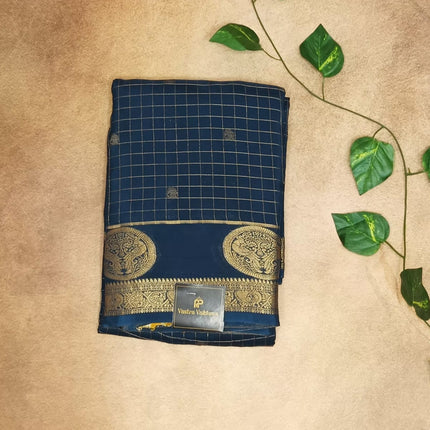 Premium Viscose Saree with Checked Design & Rich Zari Border