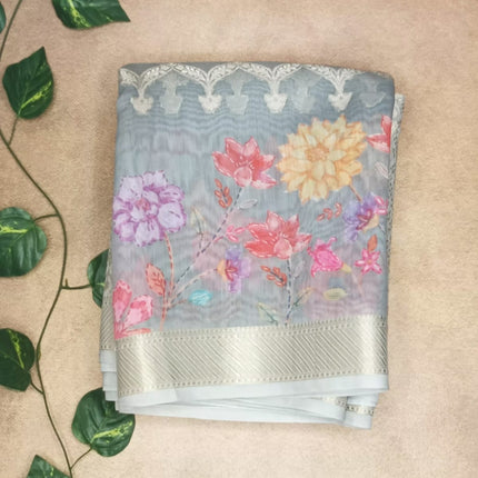 Pastel Bloom Banarasi Silk Saree