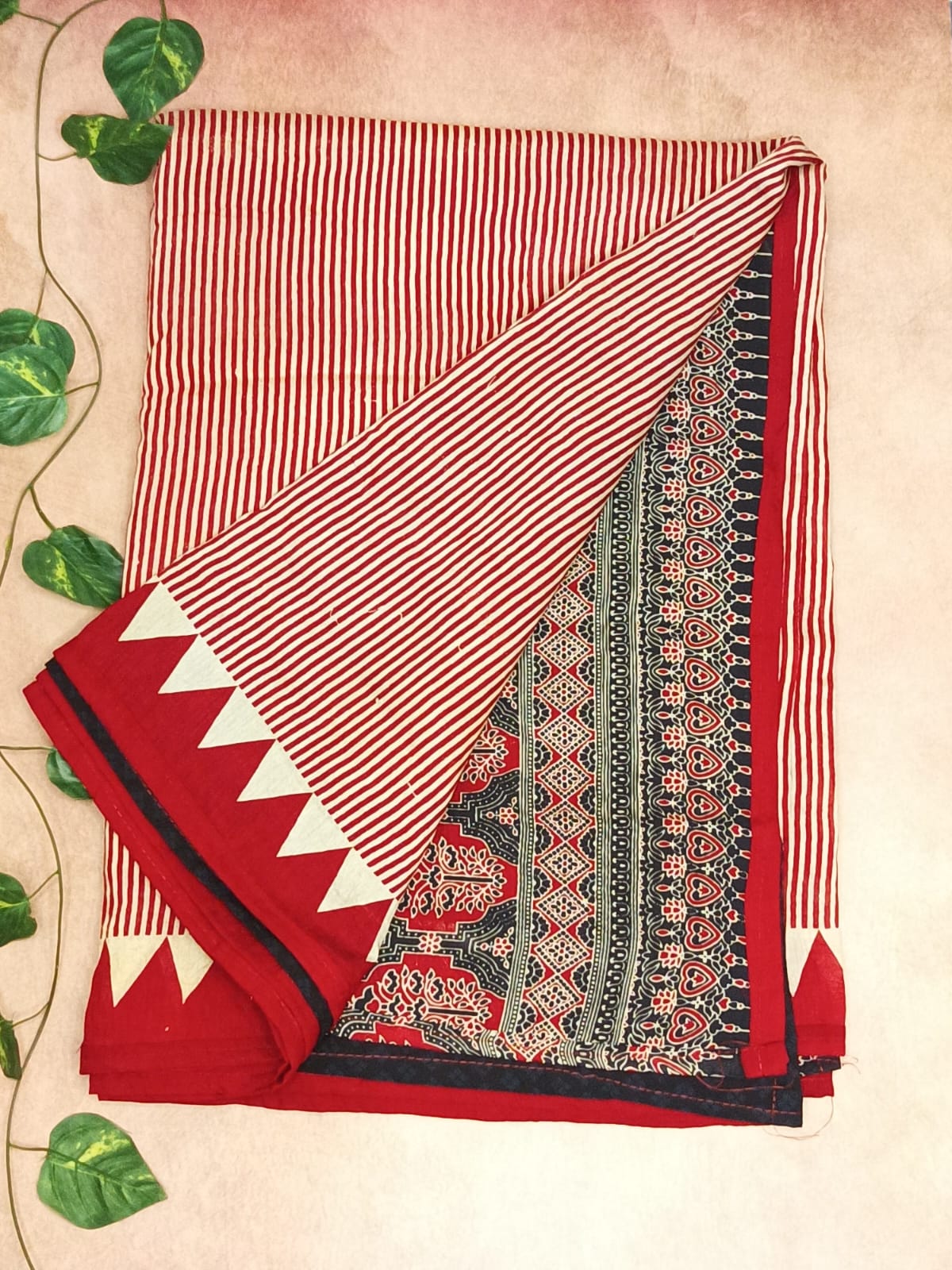 Mul Cotton Ajrakh Print Saree