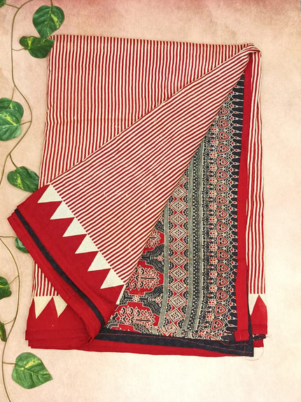 Mul Cotton Ajrakh Print Saree