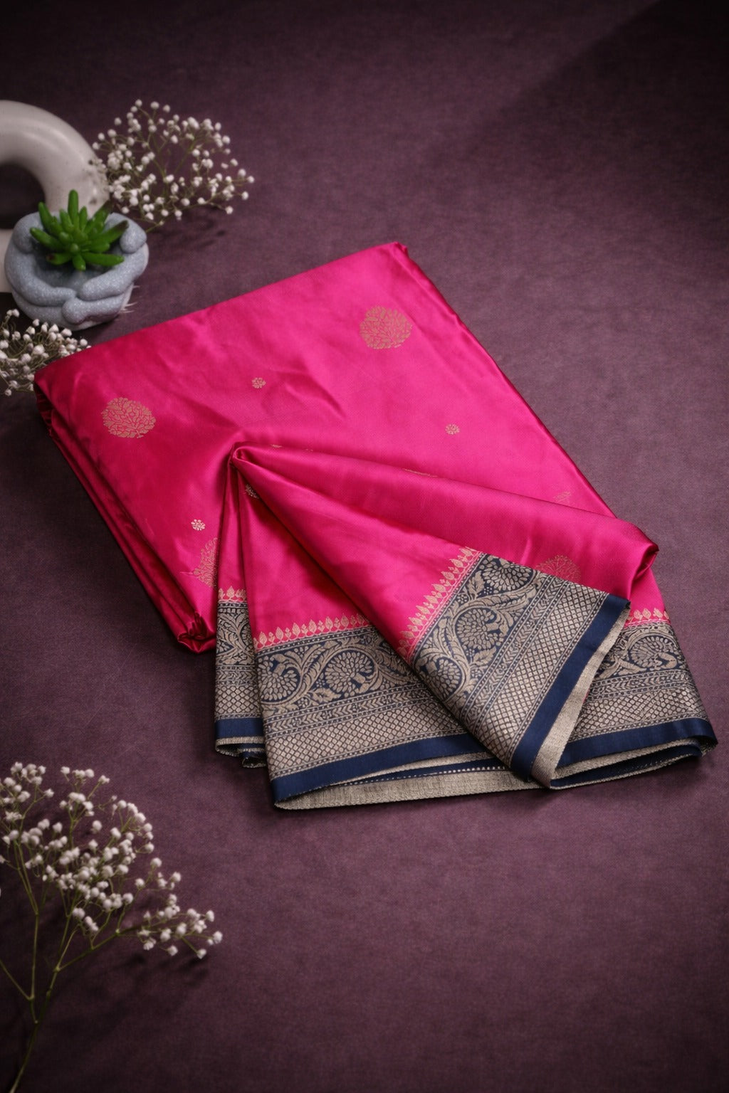 Semi Satin Silk Saree – Rich Zari Border