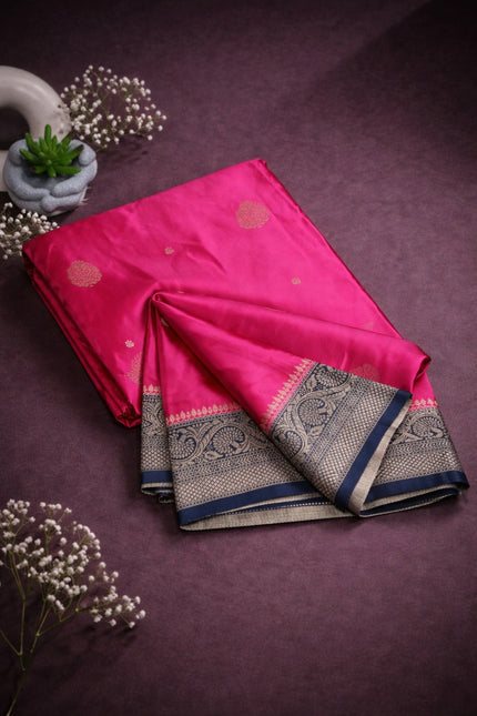 Semi Satin Silk Saree – Rich Zari Border