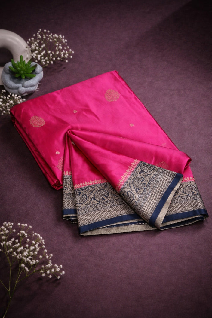 Semi Satin Silk Saree – Rich Zari Border