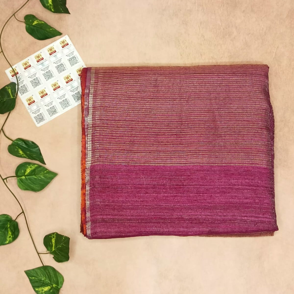 Pure Matka Tissue Silk Saree Rose Pink