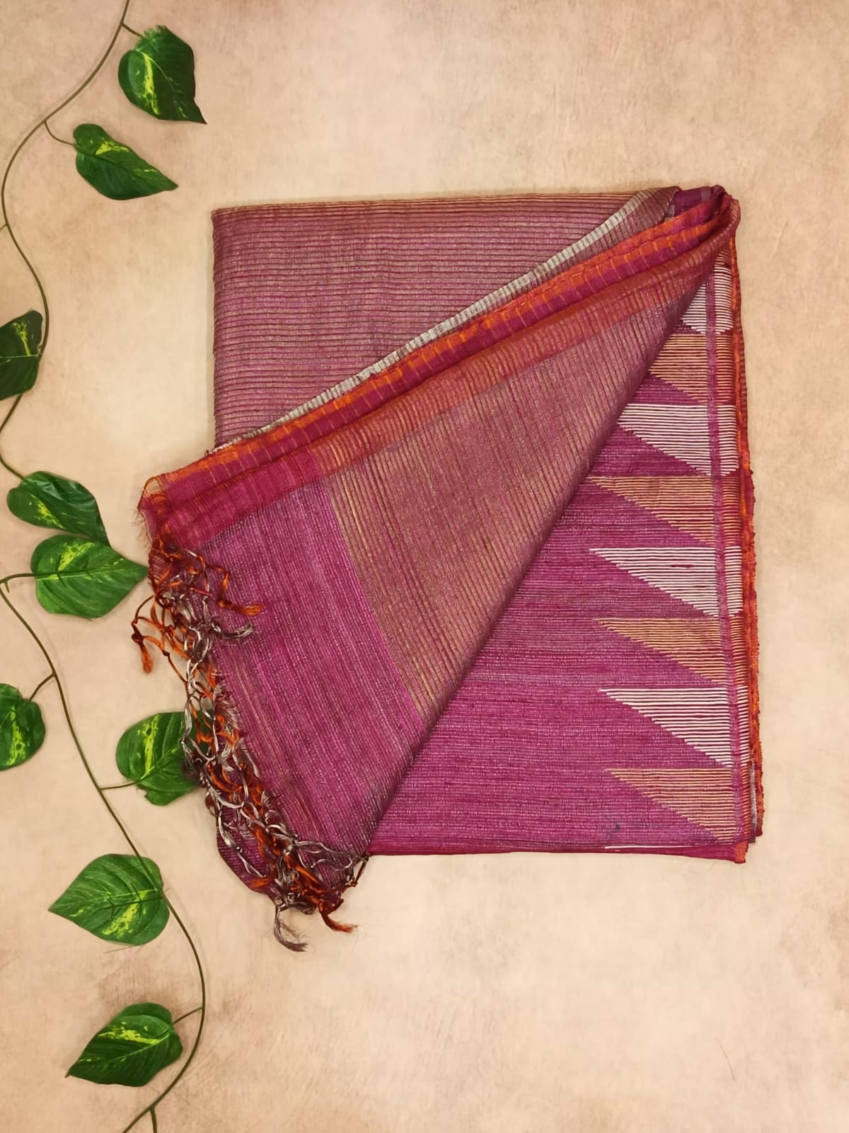 Pure Matka Tissue Silk Saree Rose Pink