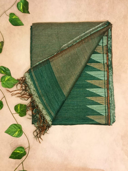 Pure Matka Tissue Silk Saree- Olive Green