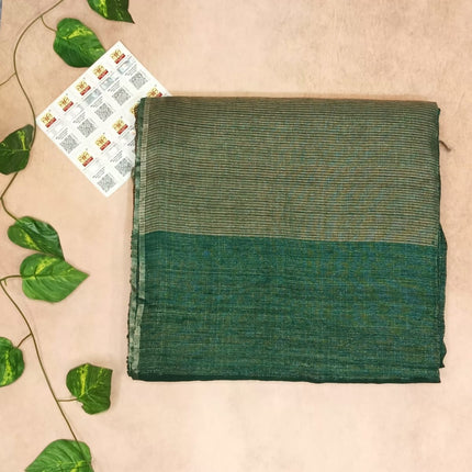 Pure Matka Tissue Silk Saree- Olive Green