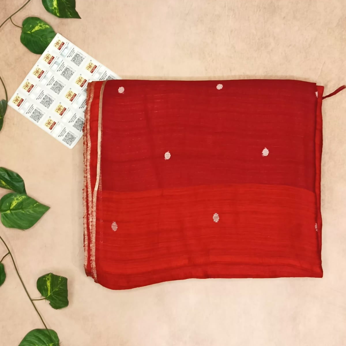 Pure Matka Tissue Silk Saree-Scarlet Red