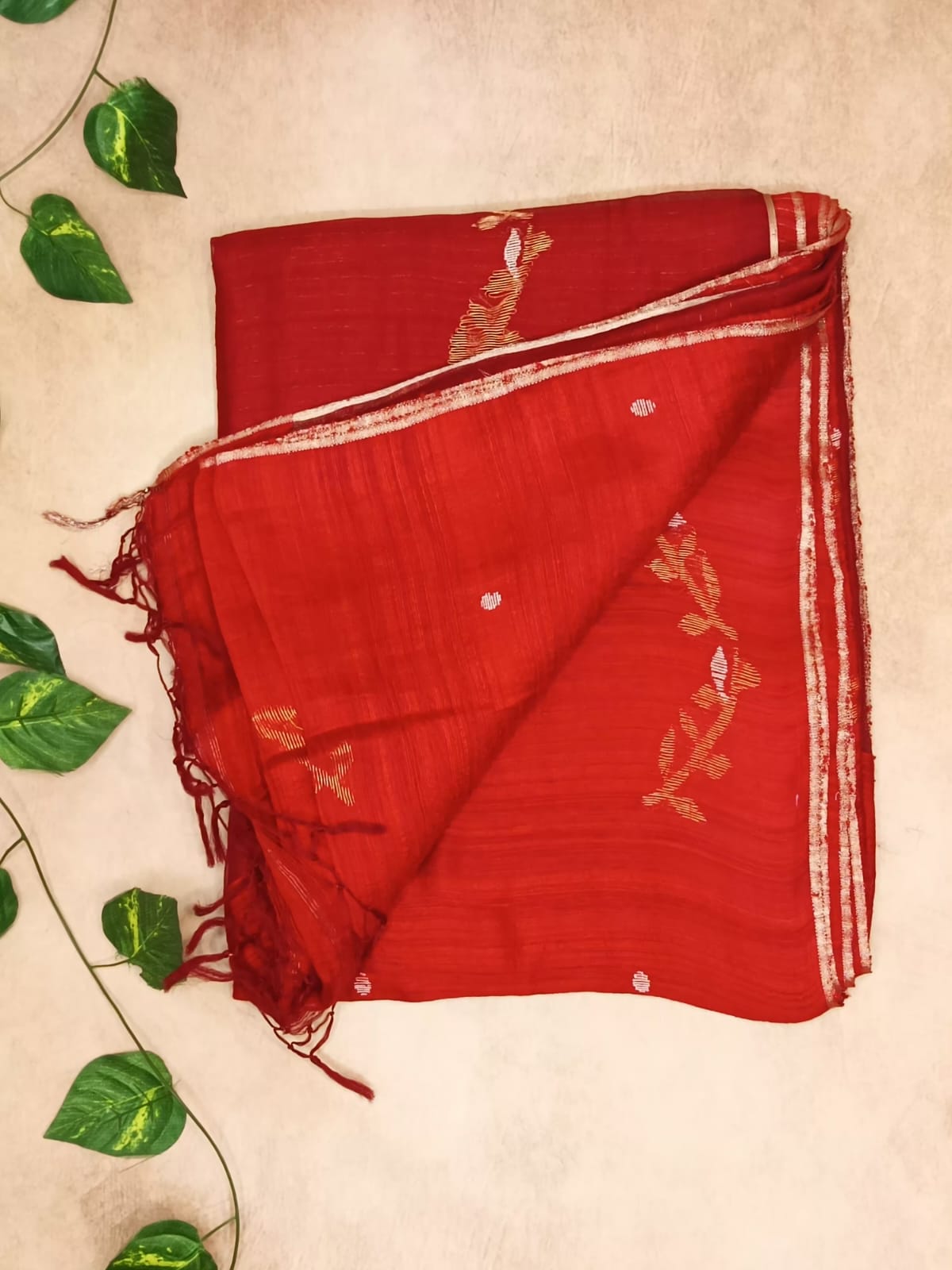 Pure Matka Tissue Silk Saree-Scarlet Red
