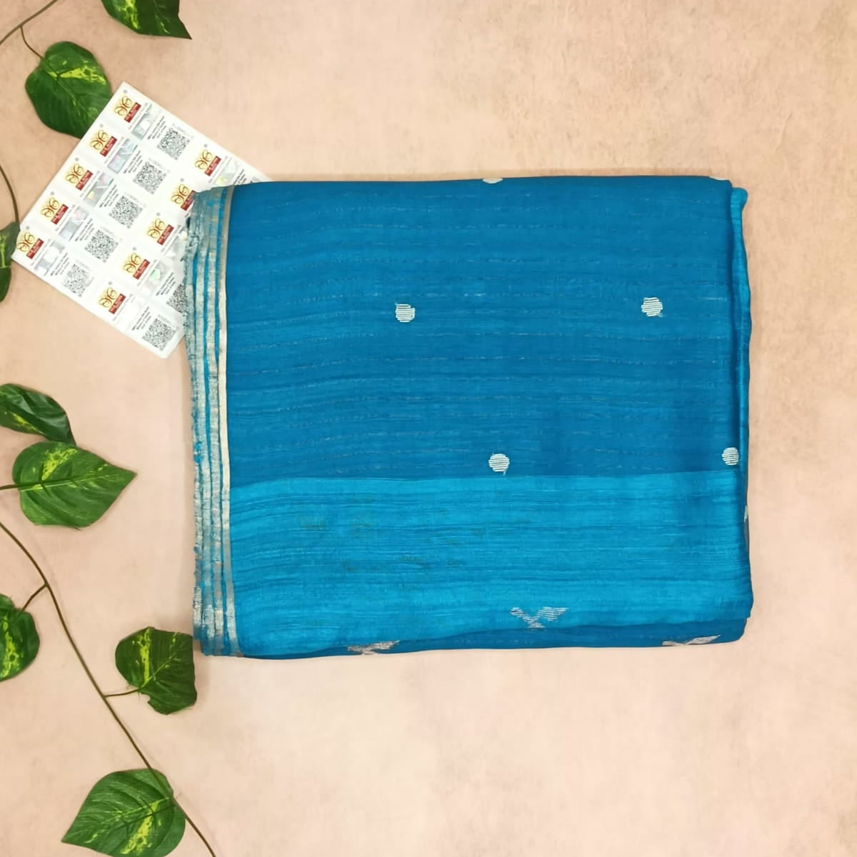 Pure Matka Tissue Silk Saree- Aqua Blue