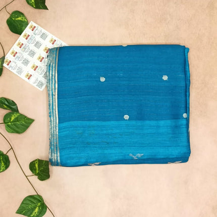 Pure Matka Tissue Silk Saree- Aqua Blue