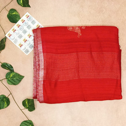 Pure Matka Silk Pichwai Print Saree- Classic Red