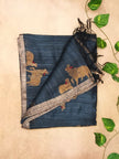 Pure Matka Silk Pichwai Print Saree- Midnight Blue