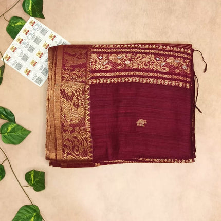 Pure Matka Silk Saree - Deep Maroon